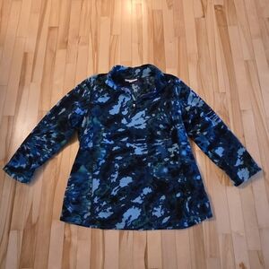 Woman Within Blue and Green Patterned Pullover Size 18/20